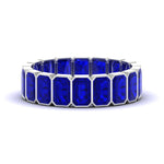 Load image into Gallery viewer, bezel-emerald-cut-5-carat-sapphire-eternity-wedding-band-in-white-gold-FD-10417EMBGSABL-5.00CT-NL-WG
