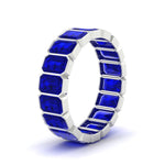 Load image into Gallery viewer, bezel-emerald-cut-5-carat-sapphire-eternity-wedding-band-in-white-gold-FD-10417EMBGSABLANGLE2-5.00CT-NL-WG

