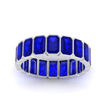 Load image into Gallery viewer, bezel-emerald-cut-5-carat-sapphire-eternity-wedding-band-in-white-gold-FD-10417EMBGSABLANGLE5-5.00CT-NL-WG
