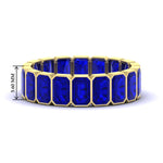 Load image into Gallery viewer, bezel-emerald-cut-5-carat-sapphire-eternity-wedding-band-in-yellow-gold-FD-10417EMBGSABL-5.00CT-NL-YG-HW
