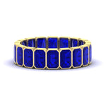 Load image into Gallery viewer, bezel-emerald-cut-5-carat-sapphire-eternity-wedding-band-in-yellow-gold-FD-10417EMBGSABL-5.00CT-NL-YG
