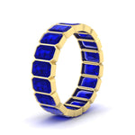 Load image into Gallery viewer, bezel-emerald-cut-5-carat-sapphire-eternity-wedding-band-in-yellow-gold-FD-10417EMBGSABLANGLE2-5.00CT-NL-YG

