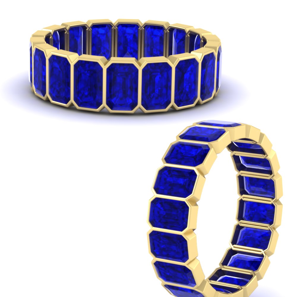 bezel-emerald-cut-5-carat-sapphire-eternity-wedding-band-in-yellow-gold-FD-10417EMBGSABLANGLE3-5.00CT-NL-YG