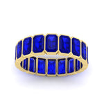 Load image into Gallery viewer, bezel-emerald-cut-5-carat-sapphire-eternity-wedding-band-in-yellow-gold-FD-10417EMBGSABLANGLE5-5.00CT-NL-YG
