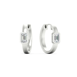 Bezel Diamond Huggie Hoop Earrings