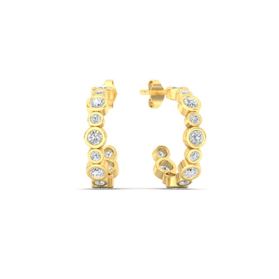Bezel Set J Hoop Earring