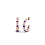bezel-half-round-cut-diamond-hoop-earring-with-blue-sapphire-in-14K-rose-gold-FDEAR86441GSABL-NL-RG