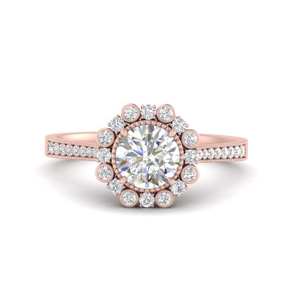 Bezel Halo Round Engagement Ring