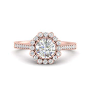 Bezel Halo Round Diamond Engagement Ring