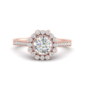 Bezel Halo Round Engagement Ring