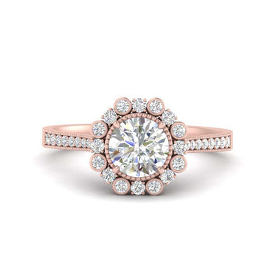Bezel Halo Round Engagement Ring