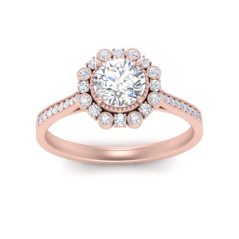 Bezel Halo Round Diamond Engagement Ring