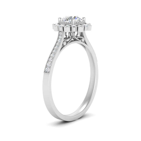 Bezel Halo Round Diamond Engagement Ring