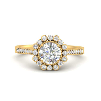 Bezel Halo Round Engagement Ring