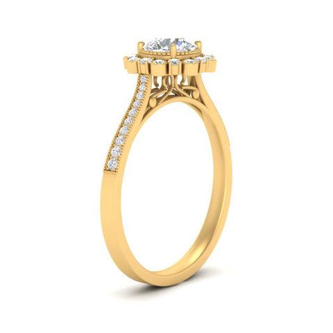 Bezel Halo Round Diamond Engagement Ring