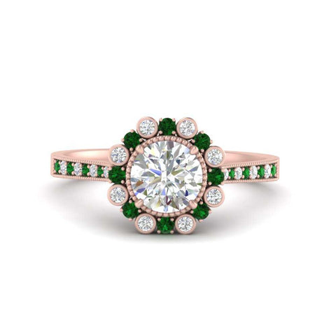 Bezel Halo Round Engagement Ring