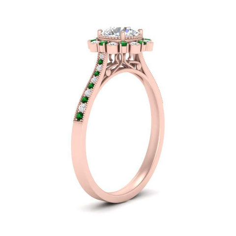 Bezel Halo Round Diamond Engagement Ring