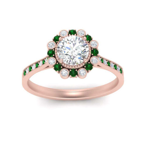 Bezel Halo Round Engagement Ring