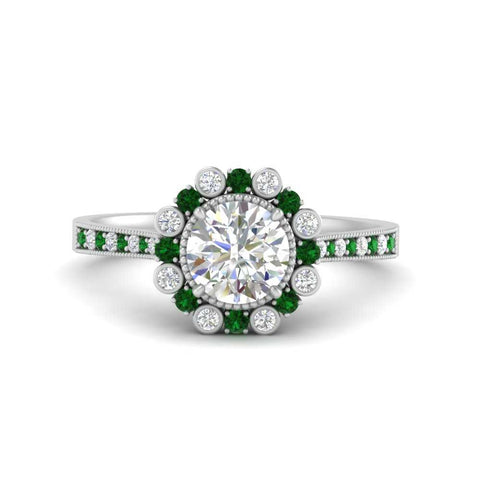 Bezel Halo Round Engagement Ring