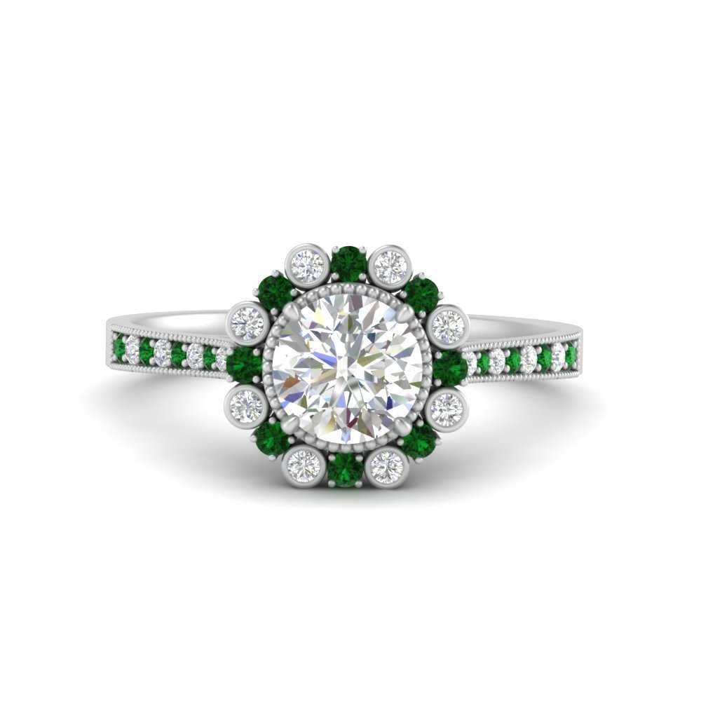Bezel Halo Round Diamond Engagement Ring