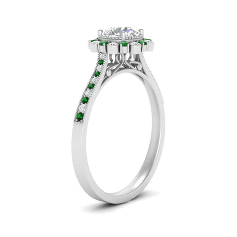 Bezel Halo Round Diamond Engagement Ring