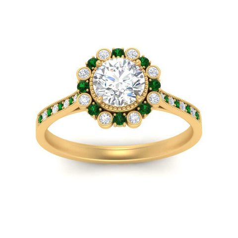 Bezel Halo Round Engagement Ring