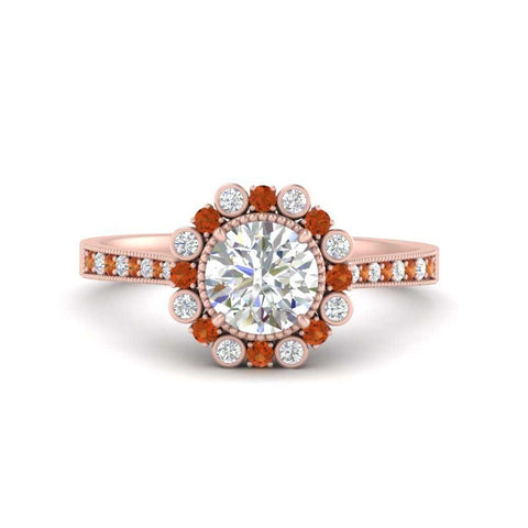 Bezel Halo Round Engagement Ring
