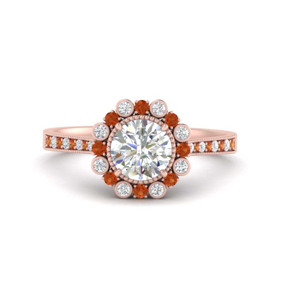 Bezel Halo Round Diamond Engagement Ring