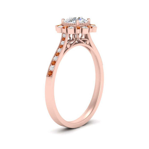 Bezel Halo Round Diamond Engagement Ring