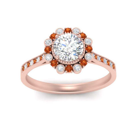 Bezel Halo Round Diamond Engagement Ring