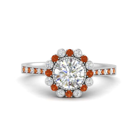 Bezel Halo Round Engagement Ring