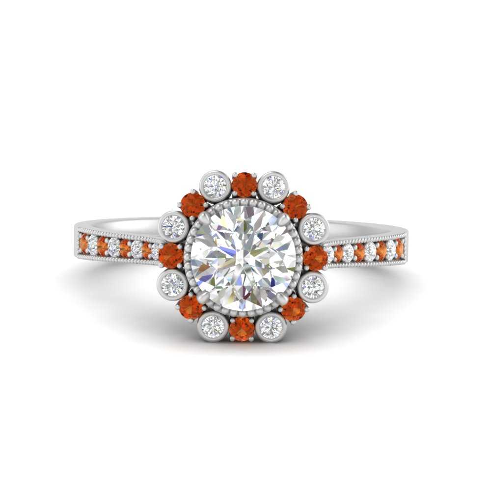Bezel Halo Round Diamond Engagement Ring