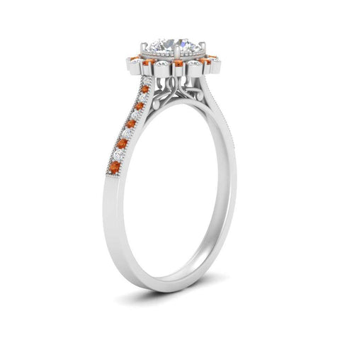 Bezel Halo Round Diamond Engagement Ring