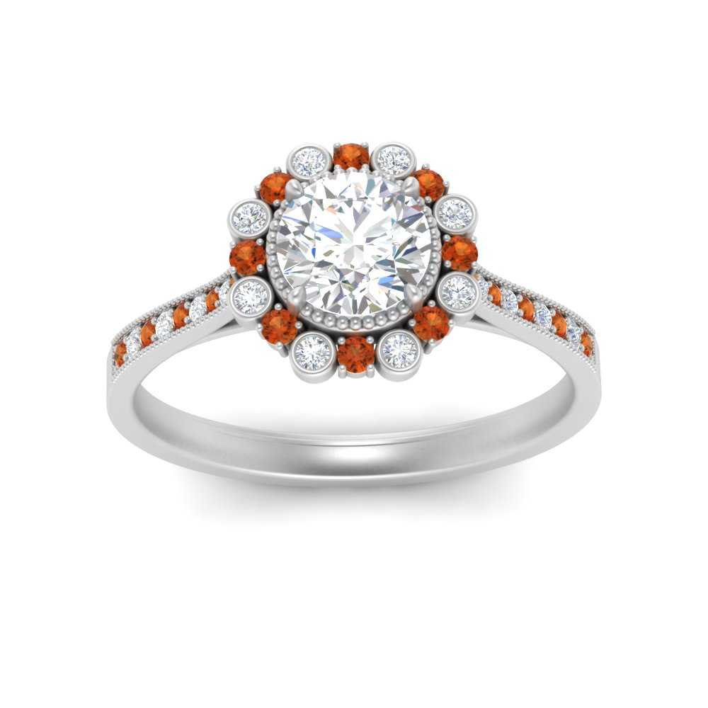 Bezel Halo Round Diamond Engagement Ring