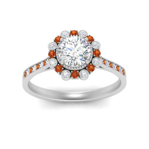 Bezel Halo Round Engagement Ring