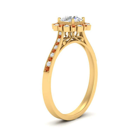 Bezel Halo Round Diamond Engagement Ring
