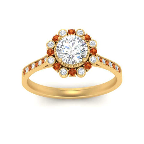 Bezel Halo Round Diamond Engagement Ring