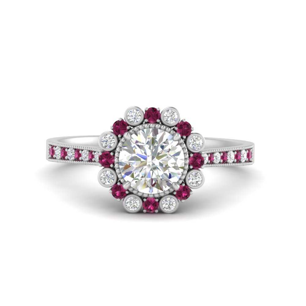 Bezel Halo Round Diamond Engagement Ring