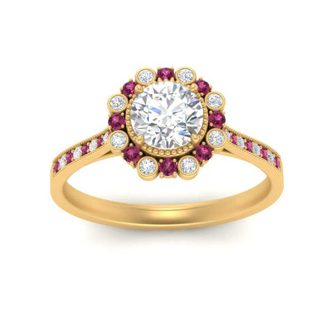 Bezel Halo Round Engagement Ring
