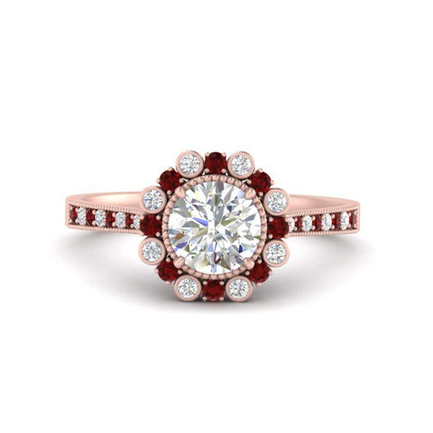 Bezel Halo Round Engagement Ring
