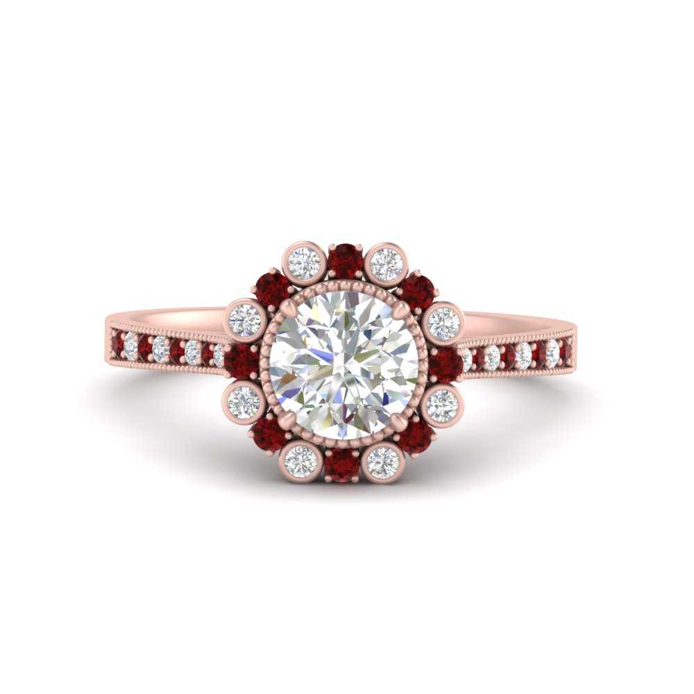 Bezel Halo Round Diamond Engagement Ring