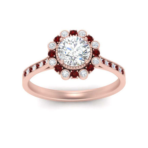 Bezel Halo Round Engagement Ring