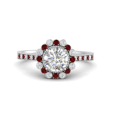 Bezel Halo Round Engagement Ring