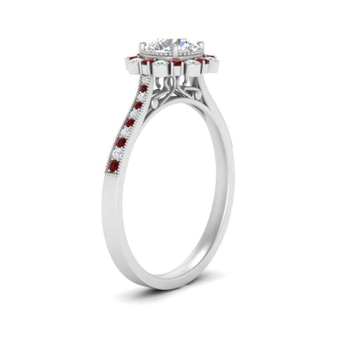 Bezel Halo Round Engagement Ring