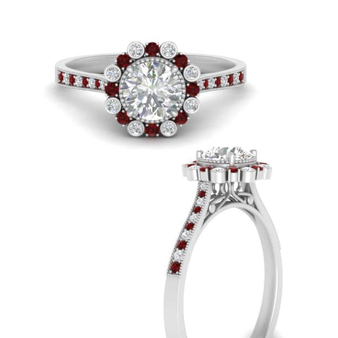 Bezel Halo Round Engagement Ring
