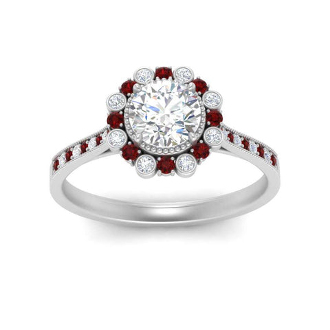 Bezel Halo Round Engagement Ring