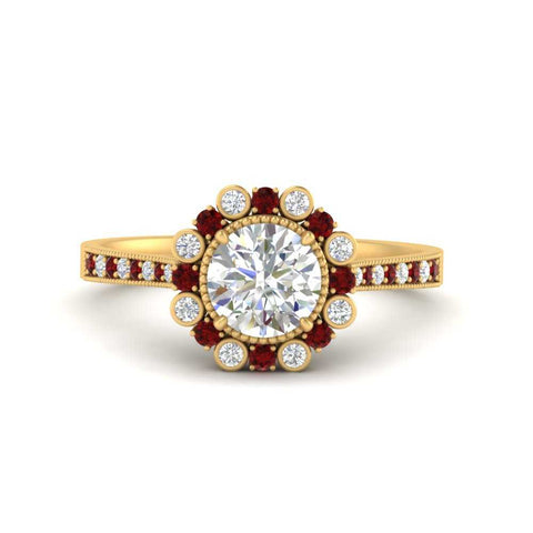 Bezel Halo Round Engagement Ring