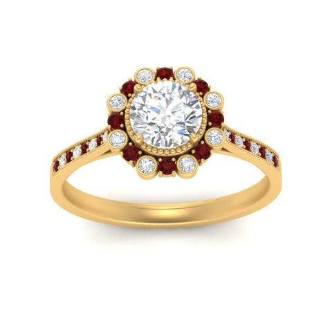 Bezel Halo Round Engagement Ring