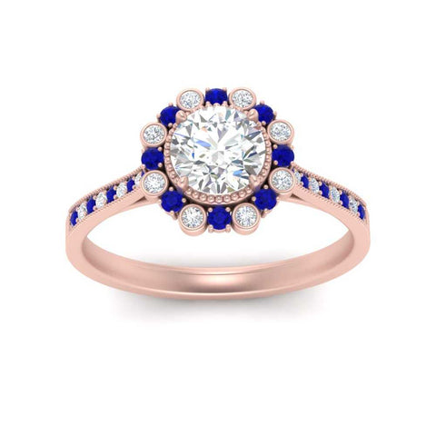 Bezel Halo Round Engagement Ring