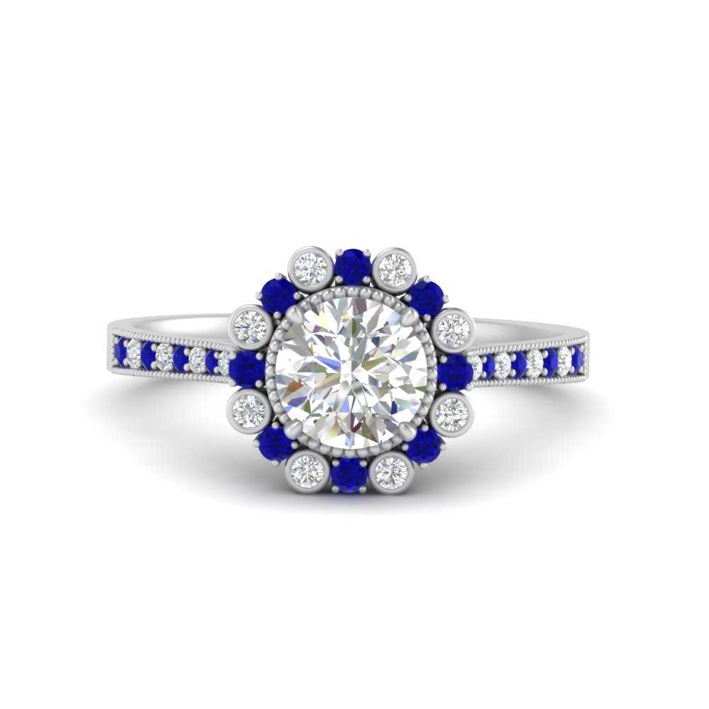 Bezel Halo Round Diamond Engagement Ring